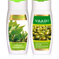 Vaadi Herbals Superbly Smoothing Heena Shampoo, 110ml with Olive Conditioner, 110ml