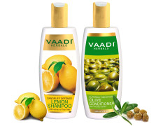 Vaadi Herbals Dandruff Defense Lemon Shampoo, 350ml with Olive Conditioner, 350ml