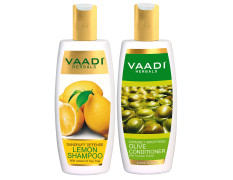 Vaadi Herbals Dandruff Defense Lemon Shampoo, 350ml with Olive Conditioner, 350ml