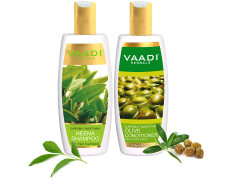 Vaadi Herbals Superbly Smoothing Heena Shampoo, 350ml with Olive Conditioner, 350ml