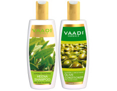 Vaadi Herbals Superbly Smoothing Heena Shampoo, 350ml with Olive Conditioner, 350ml