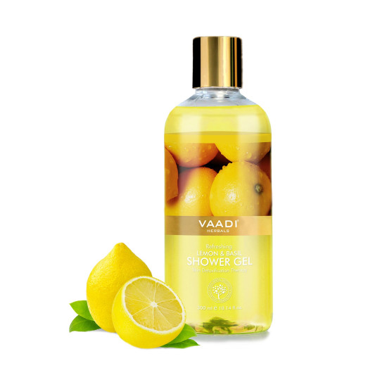 Vaadi Herbals Shower Gel, Refreshing Lemon and Basil, 300ml