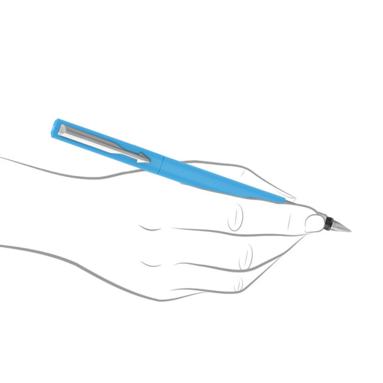 Parker Vector Standard Fountain Pen |Ink Color Blue | Fine Nib, Blue Body with Chrome Trim | Refillable Ink Pen with 3 Free Blue Ink Cartridges | A Premium Writing Experience for Everyone