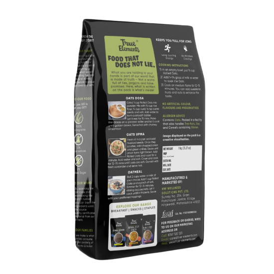 True Elements Rolled Oats 1 kg - Breakfast Cereal