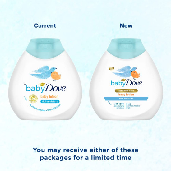 Baby Dove Rich Moisture Baby Lotion 200 ml | Gentle Baby Lotion for Baby's Soft Skin | Body Lotion for Kids | Hypoallergenic, No Sulphates, No Parabens