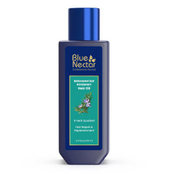 Blue Nectar Rosemary Hair Oil for Hair Growth | Ayurvedic Redensyl Alternative | Non-Sticky Oil with Bhringraj & Amla for Dry, Frizzy Hair (9 Herbs, 100ml)