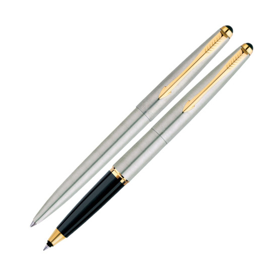 Parker Galaxy Gold Trim Ball Pen with Free Card Holder (Stainless Steel) Parker Galaxy Gold Trim Ball Pen with Free Card Holder (Stainless Steel)