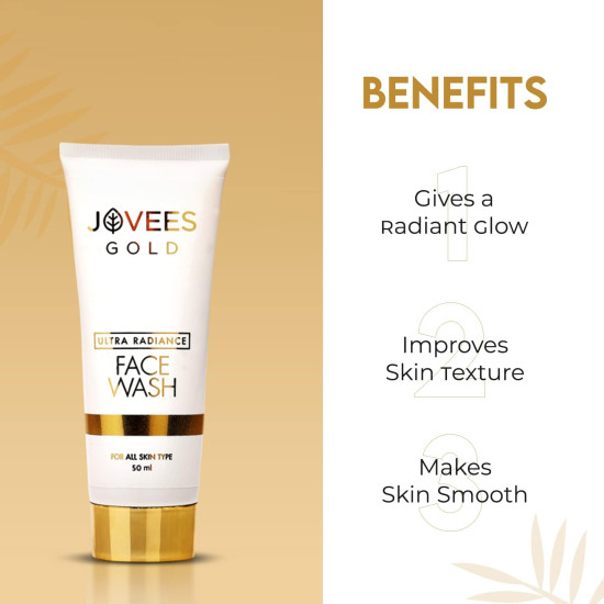 Jovees Herbal Ultra Radiance Gold Face Wash | Gives Nourished & Hydrated Skin, Reduce Dark Spot And Improves Skin Texture | For All Skin Types 100ML