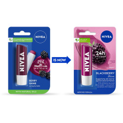 Nivea Lip Balm, BlackBerry Shine, 24h Moisture , 4.8g