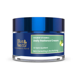 Blue Nectar Natural Vitamin C Face Cream for Glowing Skin Dark Spot Removal Cream for Women with Green Apple and Almond Oil 13 Herbs 50g