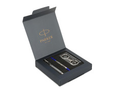 Parker Gift Set | Vector Special Edition Chrome Trim Roller Ball Pen with Parker Keychain | Ideal for Gifting | Elegant Gift for Any Occasion