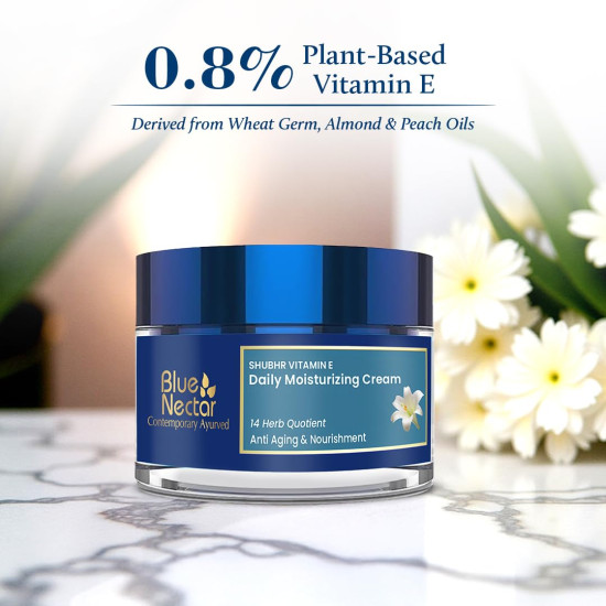 Blue Nectar Anti Aging Cream for Women for Wrinkles Fine Lines with Plant Based Vitamin C Vitamin E 14 Herbs 50g