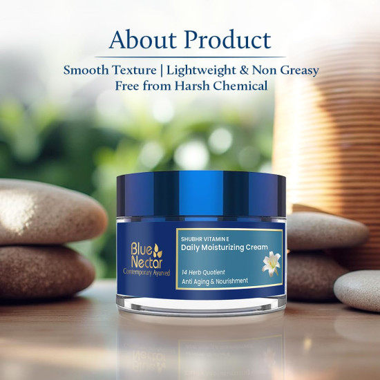 Blue Nectar Anti Aging Cream for Women for Wrinkles Fine Lines with Plant Based Vitamin C Vitamin E 14 Herbs 50g