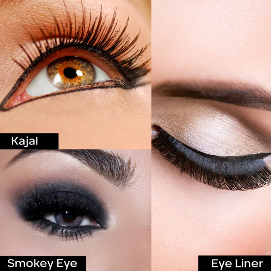 FACES CANADA Ultime Pro Intense Gel Kajal With Smudger & Sharpener - Black, 1.2 g | 24 Hr Long Stay | Waterproof & Smudgeproof | One Swipe Smooth Application | 3-in-1 Kajal, Eyeliner, Smokey Eyeshadow