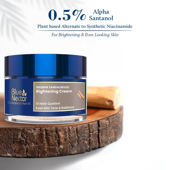 Blue Nectar Ayurvedic Sandalwood Radiance and Skin Brightening Cream Moisturizing Day Cream for Women for Daily Use Plant Based Face Cream for Women (13 Herbs, 50g)