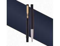 Parker Vector Standard Gold Trim Roller Ball Pen | Ink Color - Blue | Black Body Color | Ergonomic Design | Built for long writing sessions