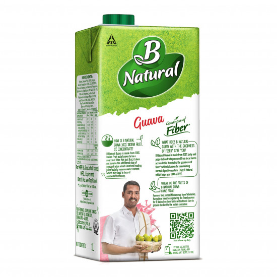 B Natural Guava Juice, Goodness of Fiber, 1 Litre