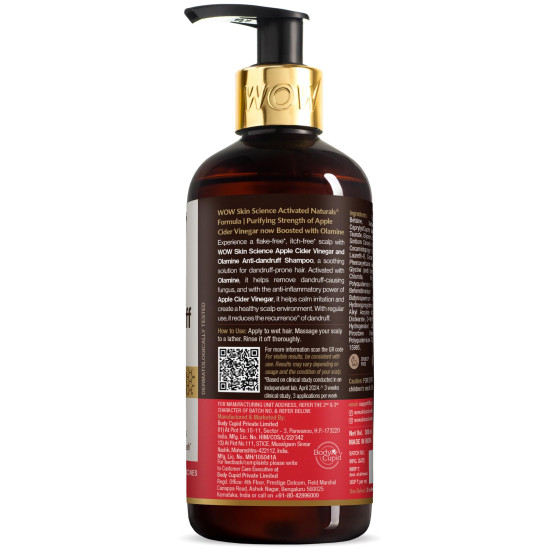 WOW Skin Science Apple Cider Vinegar Shampoo with DHT Blockers | Gentle & Natural Detox Formula that Helps Remove Buildup | Made from Himalayan Apples | No Sulphate No Paraben | For Men & Women 300ml
