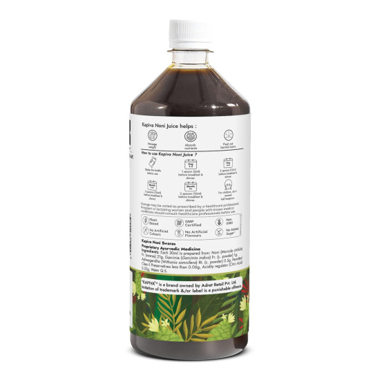 Kapiva Noni Juice (1L) - Rich in Antioxidants, Boosts Energy, Builds Immunity, Natural Detoxifier