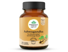 A TATA Product - Organic India Pure Ashwagandha Root Capsules - 60 Veg Caps (400mg), For Vitality & Relieves Stress, Naturally Boosts Energy & Stamina, Improves Immune System, GMP & NPOP Certified
