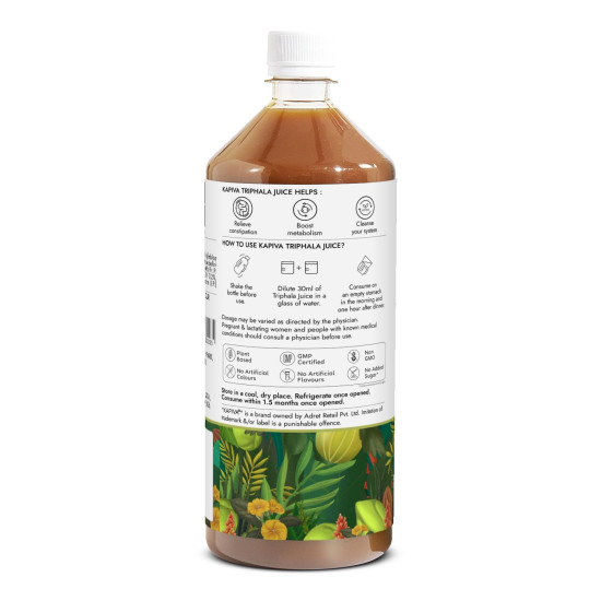 Kapiva Triphala Juice | 100% Ayurvedic | Relieves Constipation & Improves Digestion | No Added Sugar, 1L