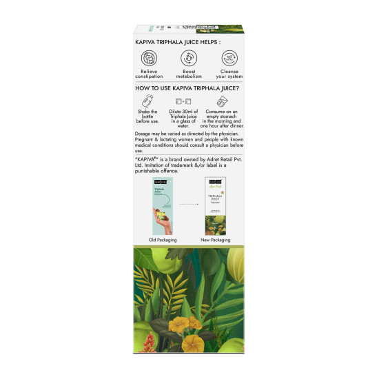 Kapiva Triphala Juice | 100% Ayurvedic | Relieves Constipation & Improves Digestion | No Added Sugar, 1L