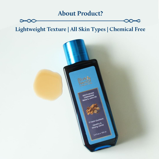 Blue Nectar Pain Relief Massage Oil with Natural Clove, Cinnamon & Mahanarayan Oils | Ayurvedic Oil Products for Ortho Relief from Joint Pain, Back Pain and Knee & Muscle Pain (17 Herbs, 100 ml) Blue Nectar Pain Relief Massage Oil with Natural Clove, Cinnamon & Mahanarayan Oils | Ayurvedic Oil Products for Ortho Relief from Joint Pain, Back Pain and Knee & Muscle Pain (17 Herbs, 100 ml)