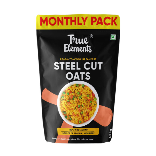 True Elements Steel Cut Oats 1.5kg - Oats | Healthy Source of Protein | Diet Food | 100% Wholegrain | Cereal for Breakfast True Elements Steel Cut Oats 1.5kg - Oats | Healthy Source of Protein | Diet Food | 100% Wholegrain | Cereal for Breakfast