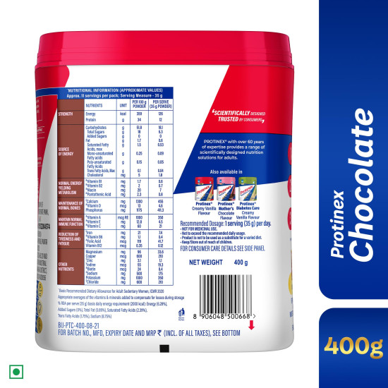 Protinex Rich Chocolate, 400g | Get 40% daily protein requirement for strong muscles when prepared with 200ml milk | High Protein | Zero Added Sugar | Nutritional Drink for Men and Women