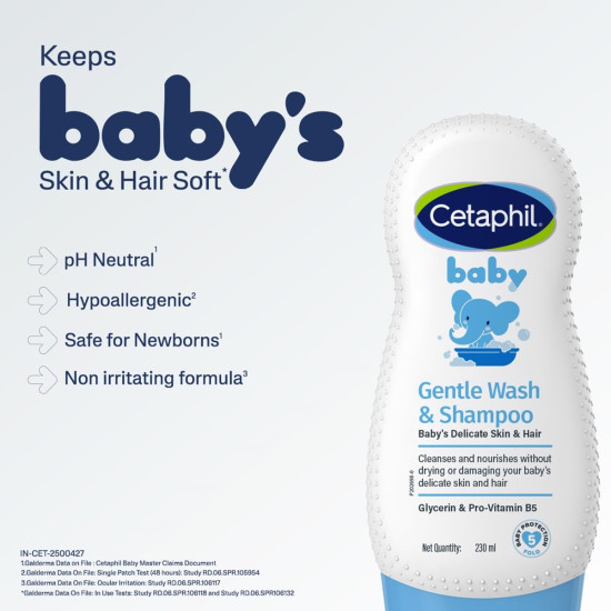 Cetaphil Baby Shampoo & Wash, White, Chamomile, 230 ml Cetaphil Baby Shampoo & Wash, White, Chamomile, 230 ml