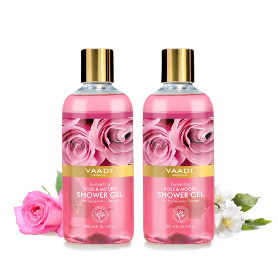 Vaadi Herbals Enchanting Shower Gel, Rose and Mogra, 300g (Pack of 2)