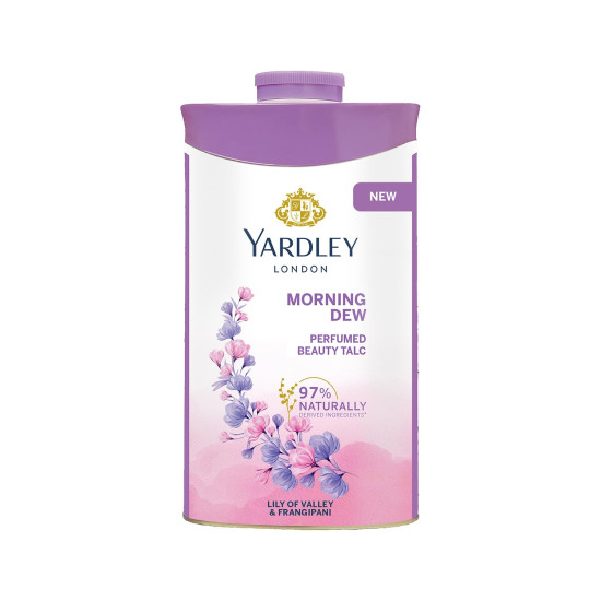 Yardley London Morning Dew Perfumed Talc Pwder for Women with Calcium Carbonate, Magnisium Carbonate, Fragrance, Dipropylene Glycol, Calcium Silicate, Triclosan, Pack of 1, 250g