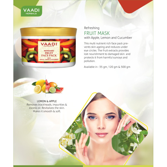 Vaadi Herbals Refreshing Fruit Face Pack, Apple Lemon and Cucumber, 600g