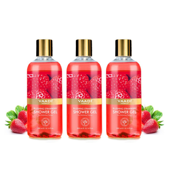 Vaadi Herbals Blushing Shower Gel, Strawberry, 300g (Pack of 3)