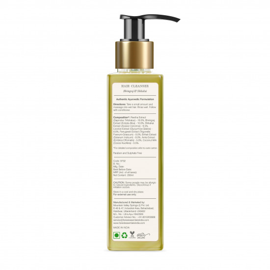 Forest Essentials Hair Cleanser Bhringraj&Shikakai|Ayurvedic Shampoo For Hair Growth&Hair Fall Control|Anti-Dandruff Shampoo|Sls/Sles (Sulphates)Free,Paraben Free|Natural Shampoo For Women&Men|200 Ml