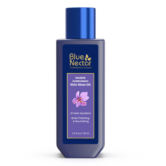 Blue Nectar Kumkumadi Body Oil for Glowing Skin | Moisturizing Body Oil for Dry Skin with Relaxing Aroma | Plant Based Formula for Women & Men (12Herbs, 100ml) Blue Nectar Kumkumadi Body Oil for Glowing Skin | Moisturizing Body Oil for Dry Skin with Relaxing Aroma | Plant Based Formula for Women & Men (12Herbs, 100ml)