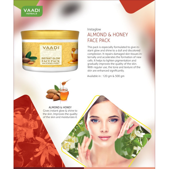 Vaadi Herbals Instant Glow Face Pack, Almond and Honey, 600g