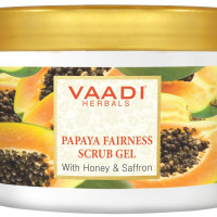 Vaadi Herbals Papaya Fairness Scrub Gel, Honey and Saffron, 500g