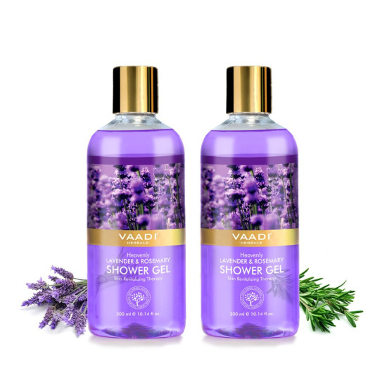 Vaadi Herbals Heavenly Shower Gel, Lavender and Rosemary, 300g (Pack of 2)