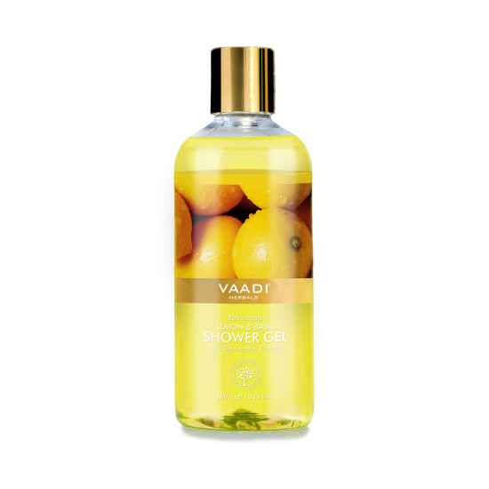 Vaadi Herbals Refreshing Shower Gel, Lemon and Basil, 300g (Pack of 2)