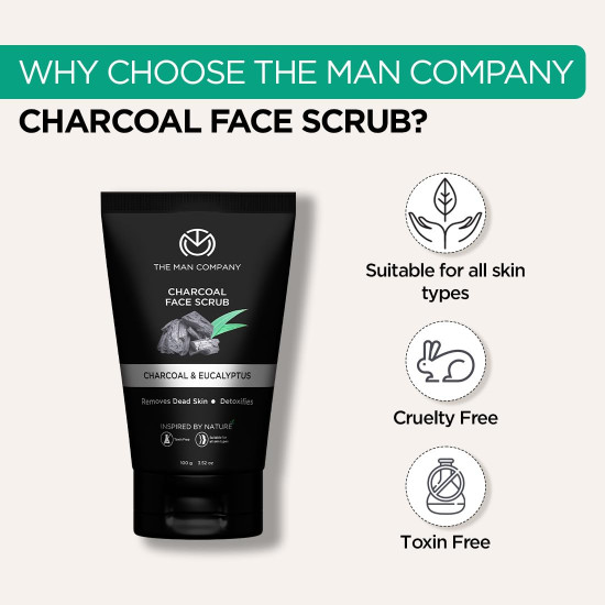 The Man Company Charcoal Tan Removal Face Scrub for Glowing Skin | Anti Acne, Blackhead Remover for Oily Skin (100 g (Pack of 1)) The Man Company Charcoal Tan Removal Face Scrub for Glowing Skin | Anti Acne, Blackhead Remover for Oily Skin (100 g (Pack of 1))