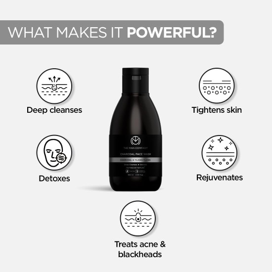The Man Company Activated Charcoal Face Wash for Men - 100ml | Exfoliating & Brightening Face Wash | Enriched with Ylang Ylang & Argan Essential Oils | Anti Pollution, Acne Oil Control | Deep Cleansing | Blackheads Removal The Man Company Activated Charcoal Face Wash for Men - 100ml | Exfoliating & Brightening Face Wash | Enriched with Ylang Ylang & Argan Essential Oils | Anti Pollution, Acne Oil Control | Deep Cleansing | Blackheads Removal