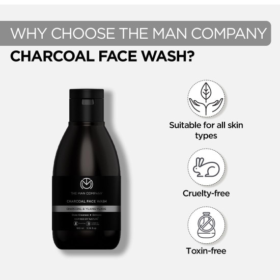 The Man Company Activated Charcoal Face Wash for Men - 100ml | Exfoliating & Brightening Face Wash | Enriched with Ylang Ylang & Argan Essential Oils | Anti Pollution, Acne Oil Control | Deep Cleansing | Blackheads Removal The Man Company Activated Charcoal Face Wash for Men - 100ml | Exfoliating & Brightening Face Wash | Enriched with Ylang Ylang & Argan Essential Oils | Anti Pollution, Acne Oil Control | Deep Cleansing | Blackheads Removal