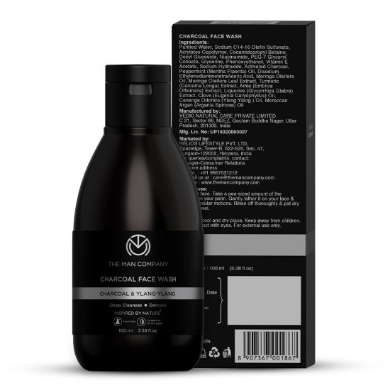 The Man Company Activated Charcoal Face Wash for Men - 100ml | Exfoliating & Brightening Face Wash | Enriched with Ylang Ylang & Argan Essential Oils | Anti Pollution, Acne Oil Control | Deep Cleansing | Blackheads Removal The Man Company Activated Charcoal Face Wash for Men - 100ml | Exfoliating & Brightening Face Wash | Enriched with Ylang Ylang & Argan Essential Oils | Anti Pollution, Acne Oil Control | Deep Cleansing | Blackheads Removal