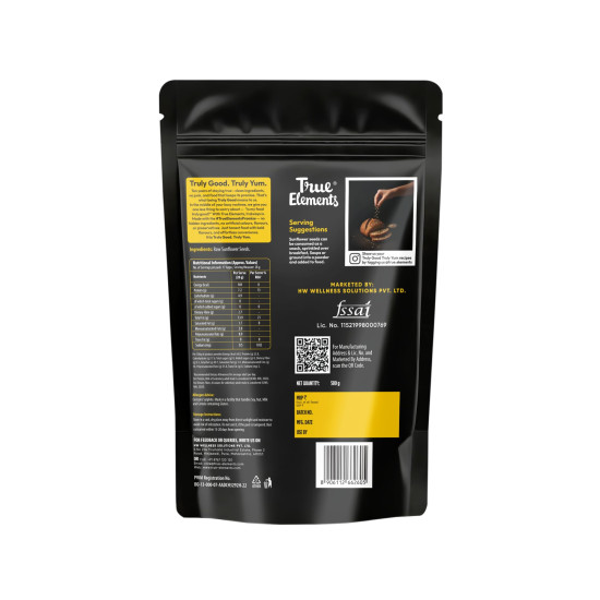 True Elements Sunflower Seeds 500g - Healthy Snack | Raw Seeds for Eating | Fibre Rich Seeds