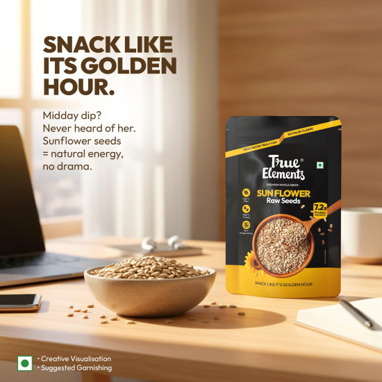 True Elements Sunflower Seeds 500g - Healthy Snack | Raw Seeds for Eating | Fibre Rich Seeds