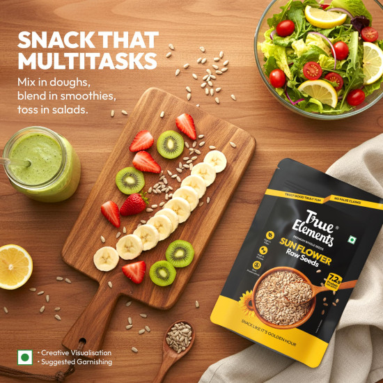 True Elements Sunflower Seeds 500g - Healthy Snack | Raw Seeds for Eating | Fibre Rich Seeds