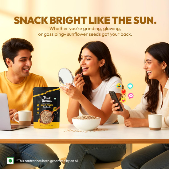 True Elements Sunflower Seeds 500g - Healthy Snack | Raw Seeds for Eating | Fibre Rich Seeds