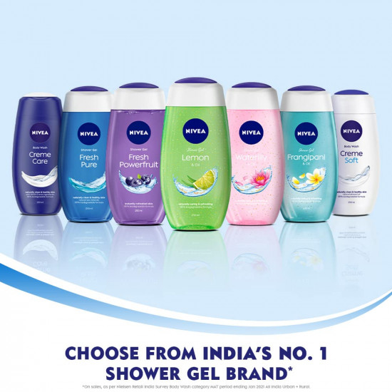 Nivea Body Wash, Lemon & Oil Shower Gel, Pampering Care With Refreshing Scent Of Lemon, 250ml