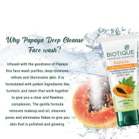 Biotique Papaya Deep Cleanse Face Wash | Gentle Exfoliation | Visibly Glowing Skin | 100% Botanical Extracts| Suitable for All Skin Types | 50ml